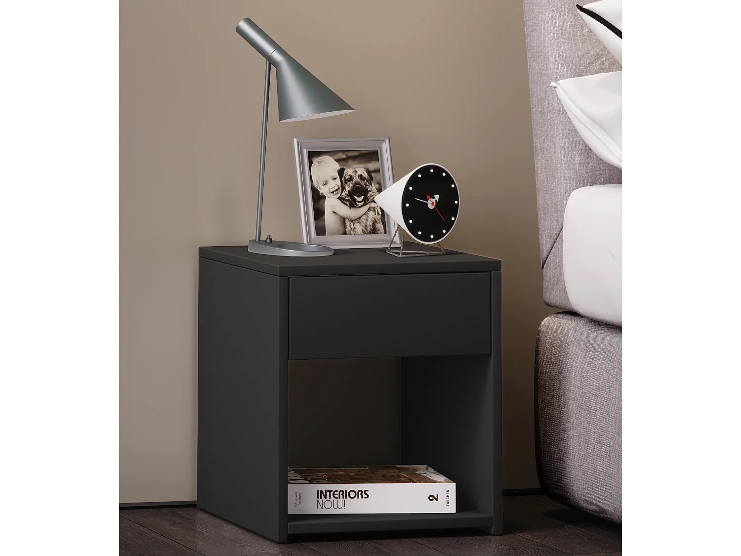 bedside table Sledo Black H. 40 x W. 35 x D. 35 cm