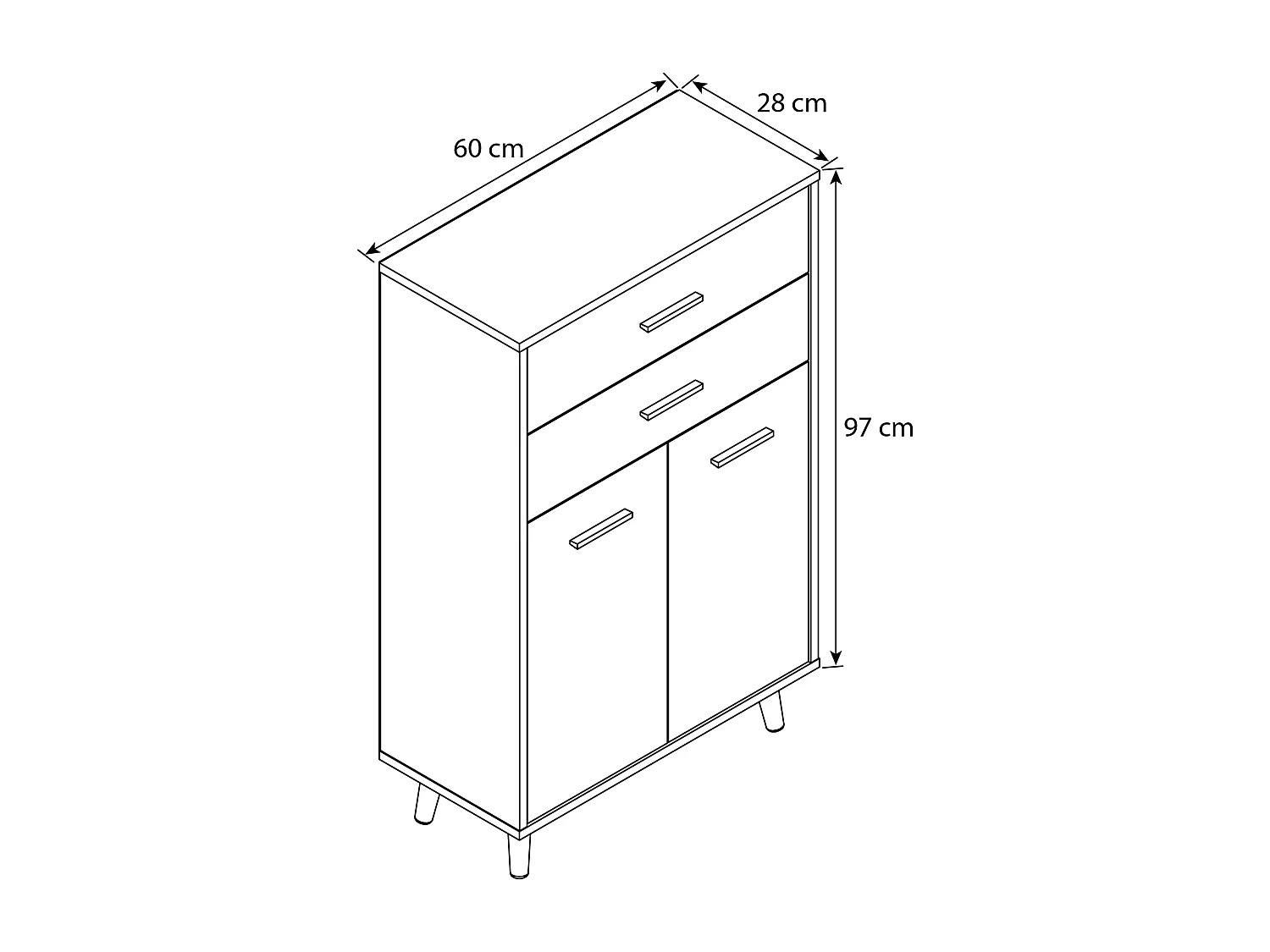 Bois Highboard Commode Tiroir Lindas