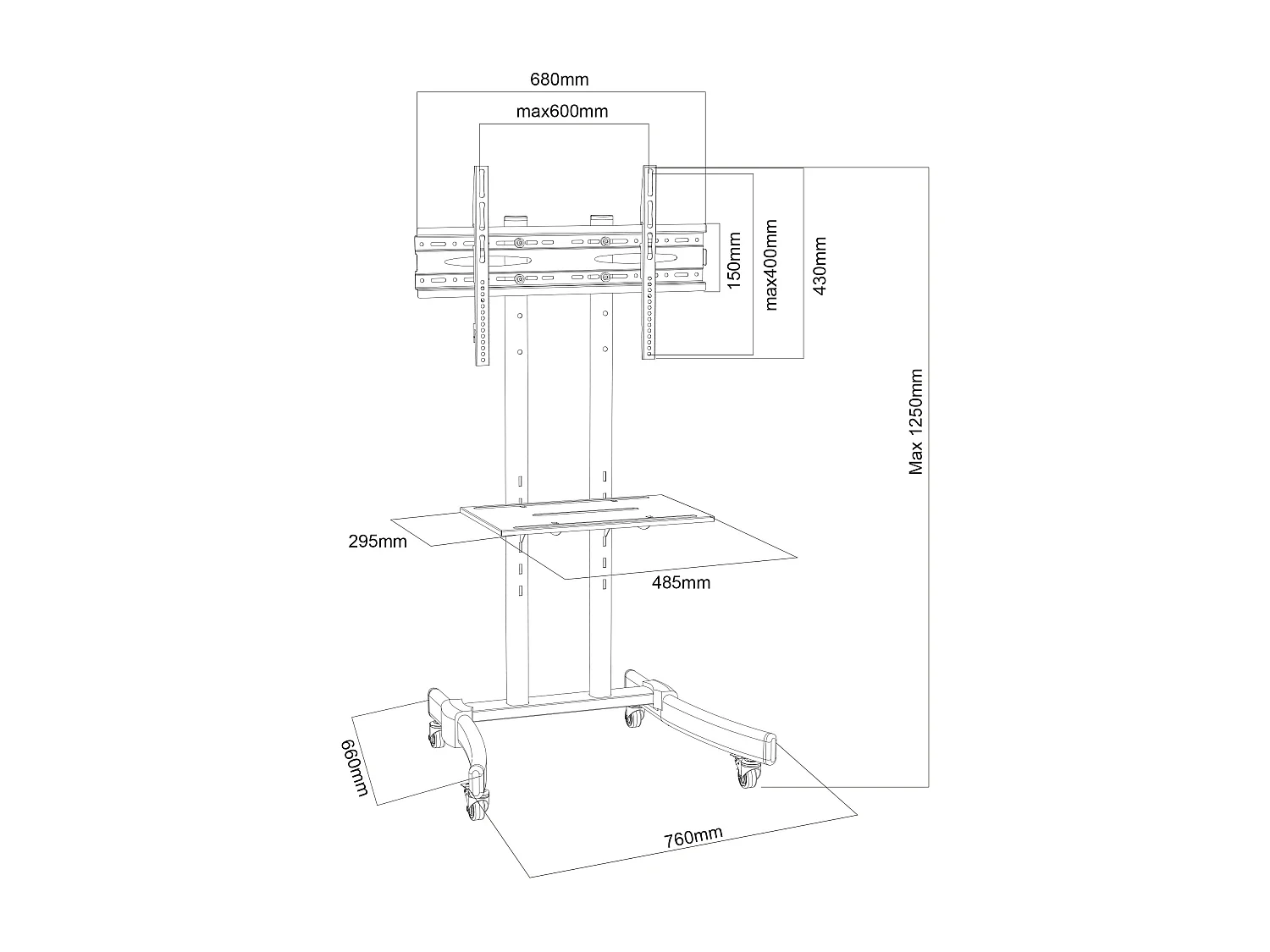 TV Standfuß  Fernseher höhenverstellbar B-MS 125