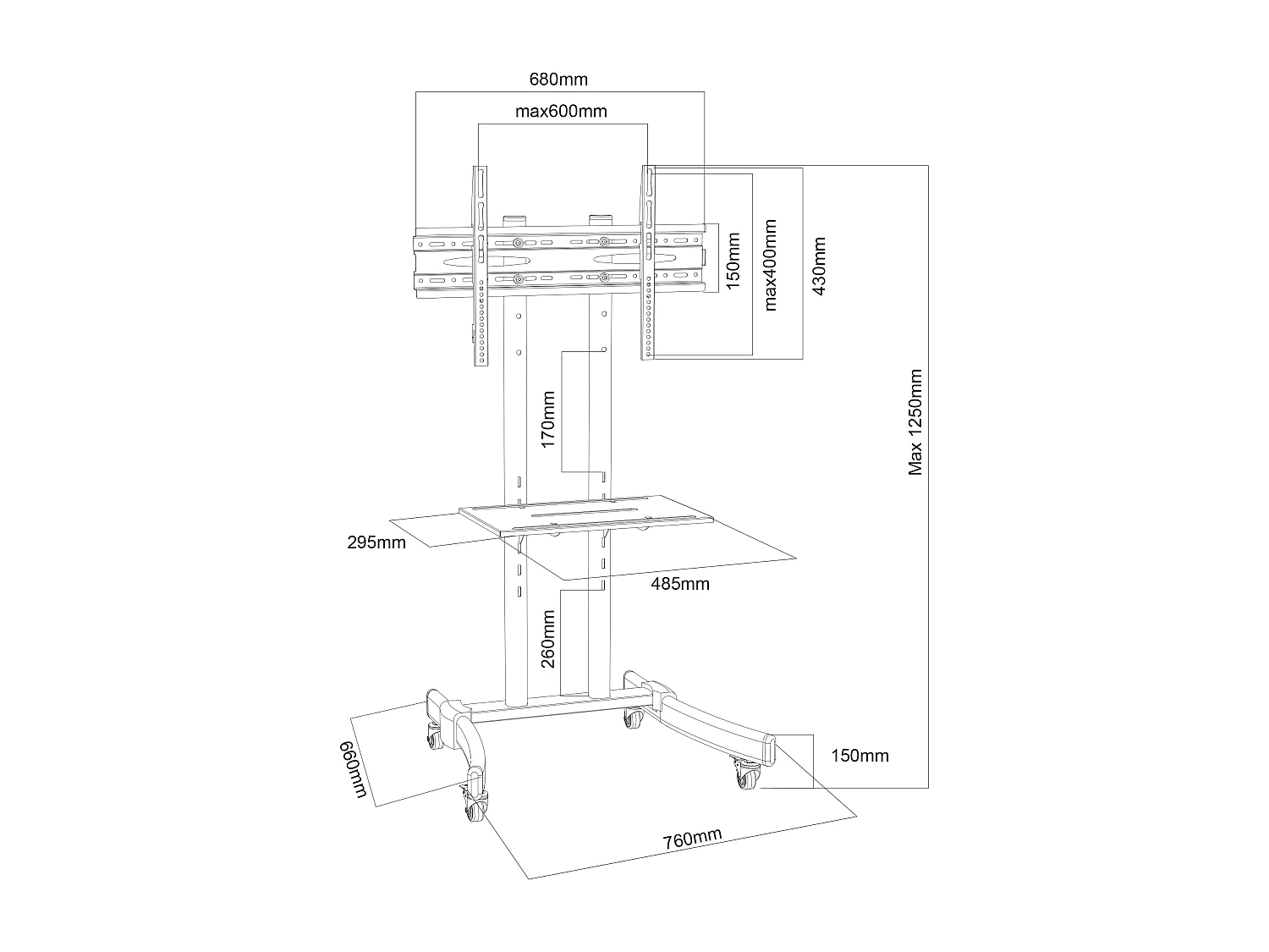 TV Standfuß  Fernseher höhenverstellbar B-MS 125