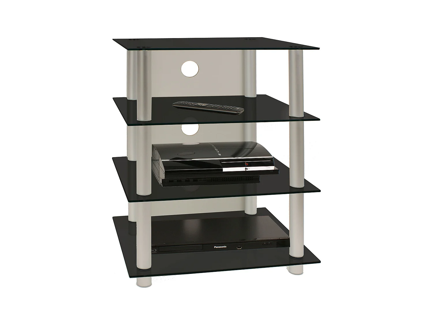 Hifi Furniture Blados Black glass H. 70 x W. 59 x D. 49 cm