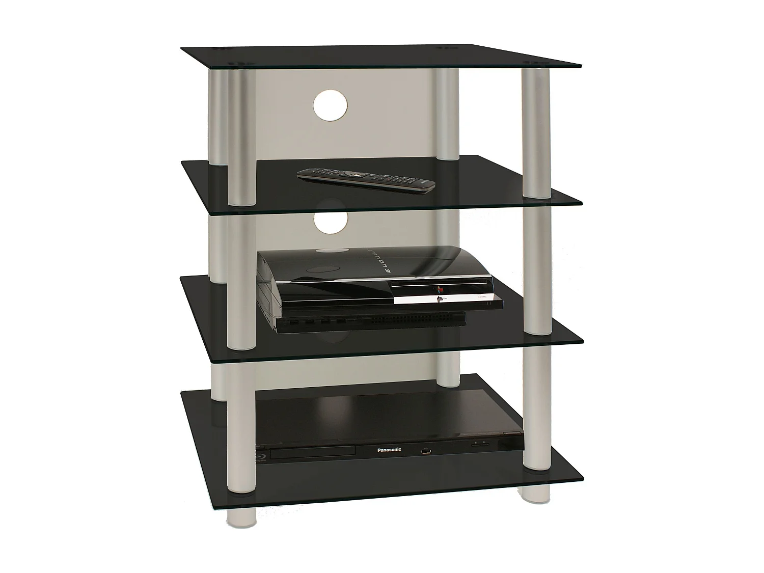 Hifi Furniture Blados Black glass H. 70 x W. 59 x D. 49 cm