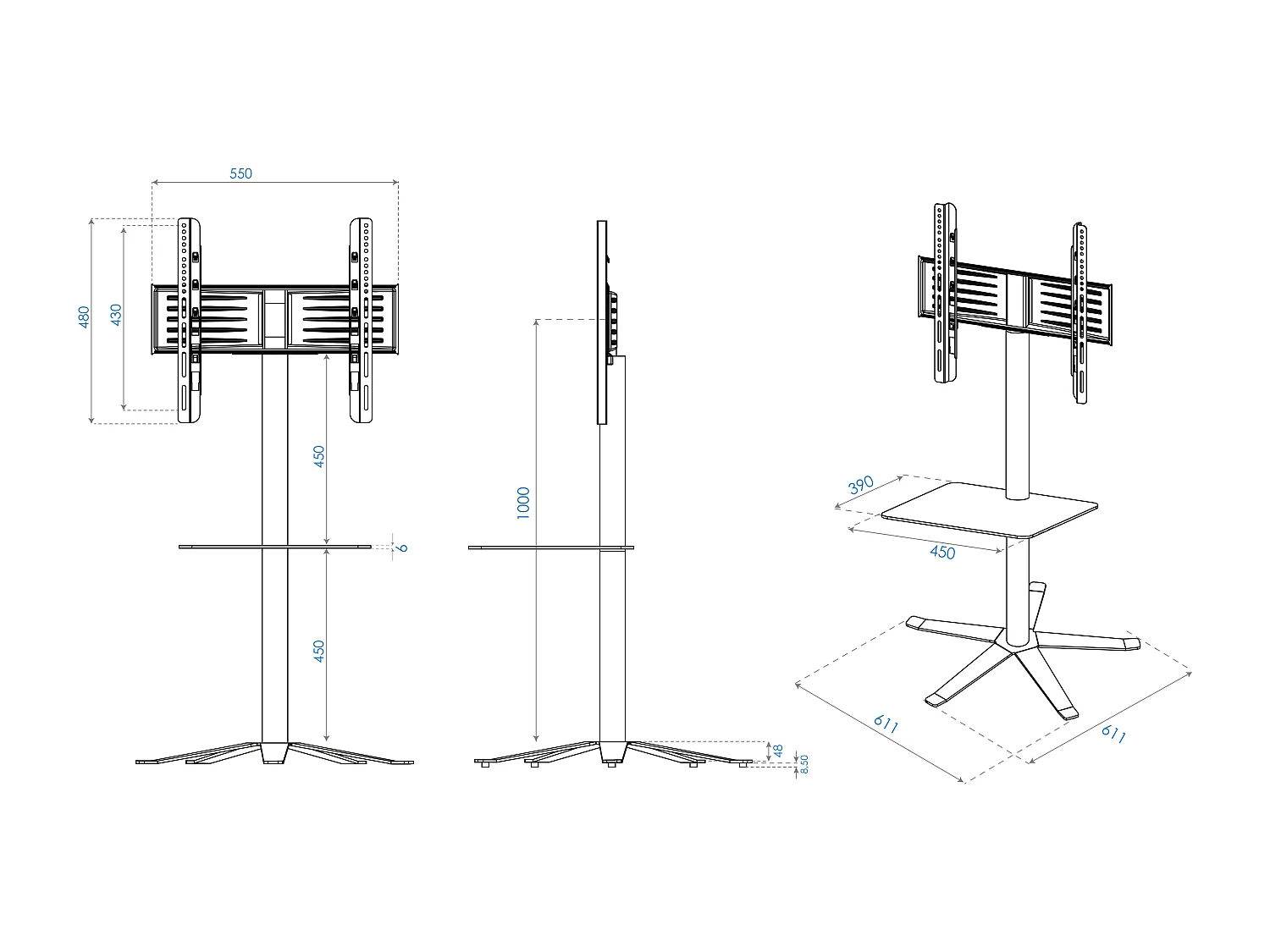 Design Premium TV Standfuß Rack Fernseh Xila