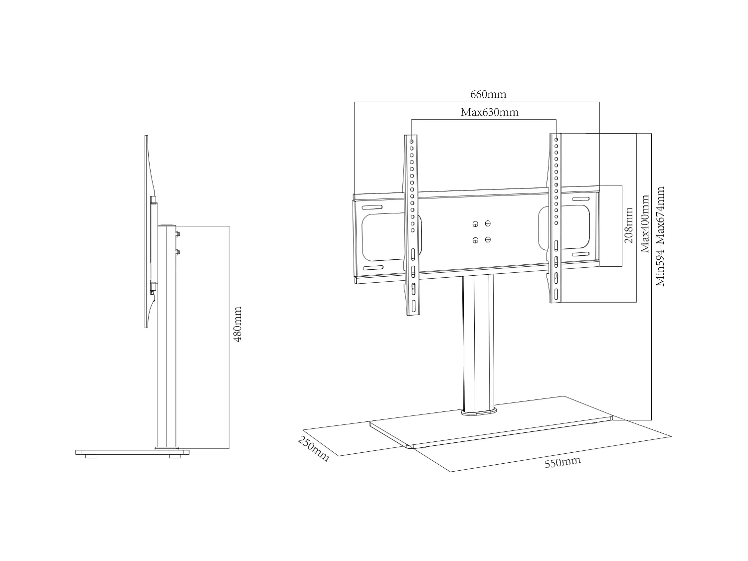 TV Tischstandfuß Standfuß Fernseh Erhöhung BTTS600