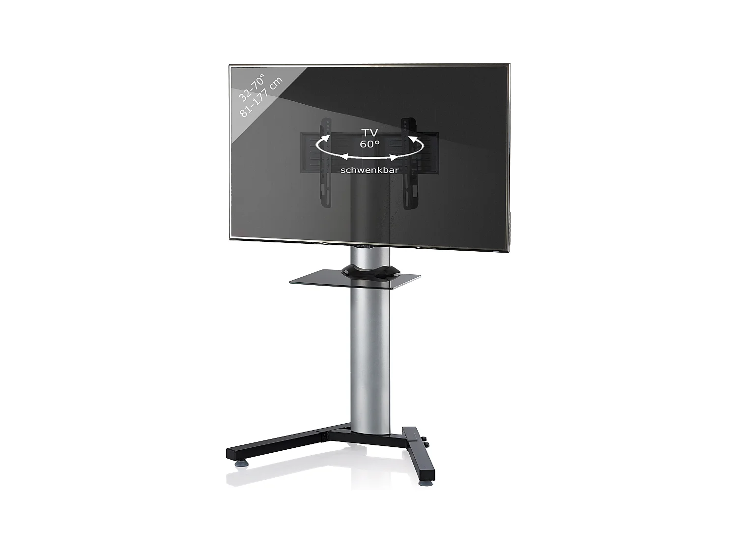 TV stand feet Stadino Silver H. 125 x W. 90 x D. 72 cm