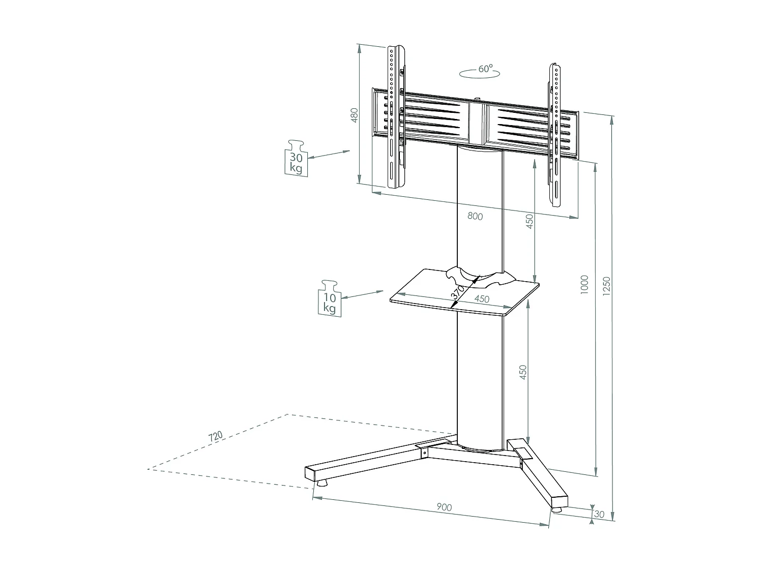 Telewizja Fernseh Stand Alu Stadino Mini ZW