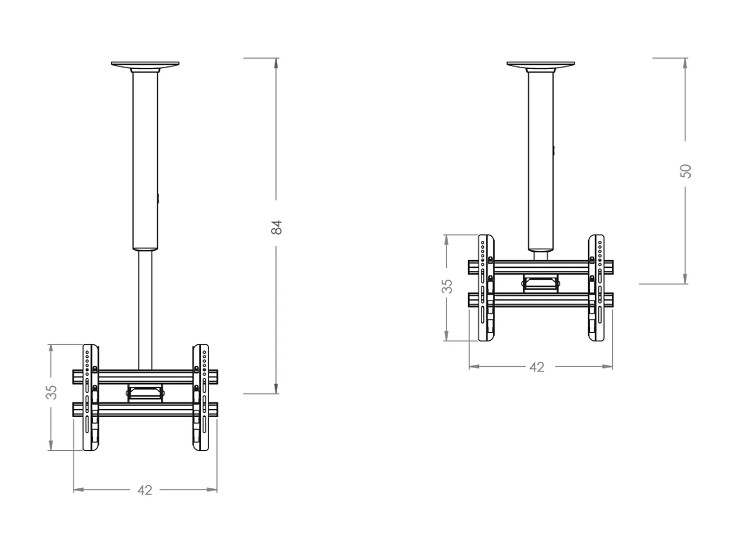 TV Deckenhalterung CM3 höhenverstellbar 50-84 cm