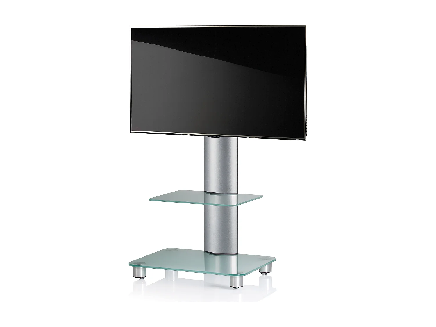 TV Stand Alu Glazen Rollen Blino ZW