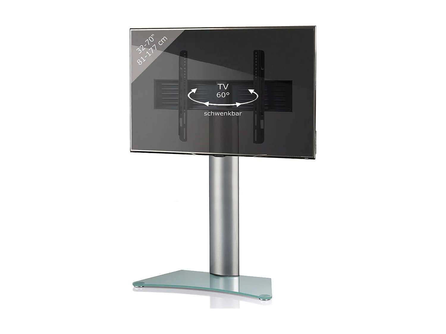 VCM Universal TV VESA Stand Stand Rack TV Alu Glas Zental (verre dépoli)