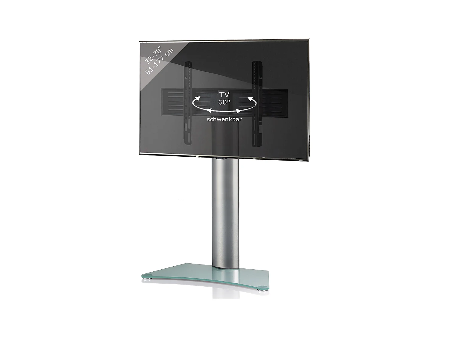 VCM Universal TV VESA Stand Stand Rack TV Alu Glas Zental (verre dépoli)