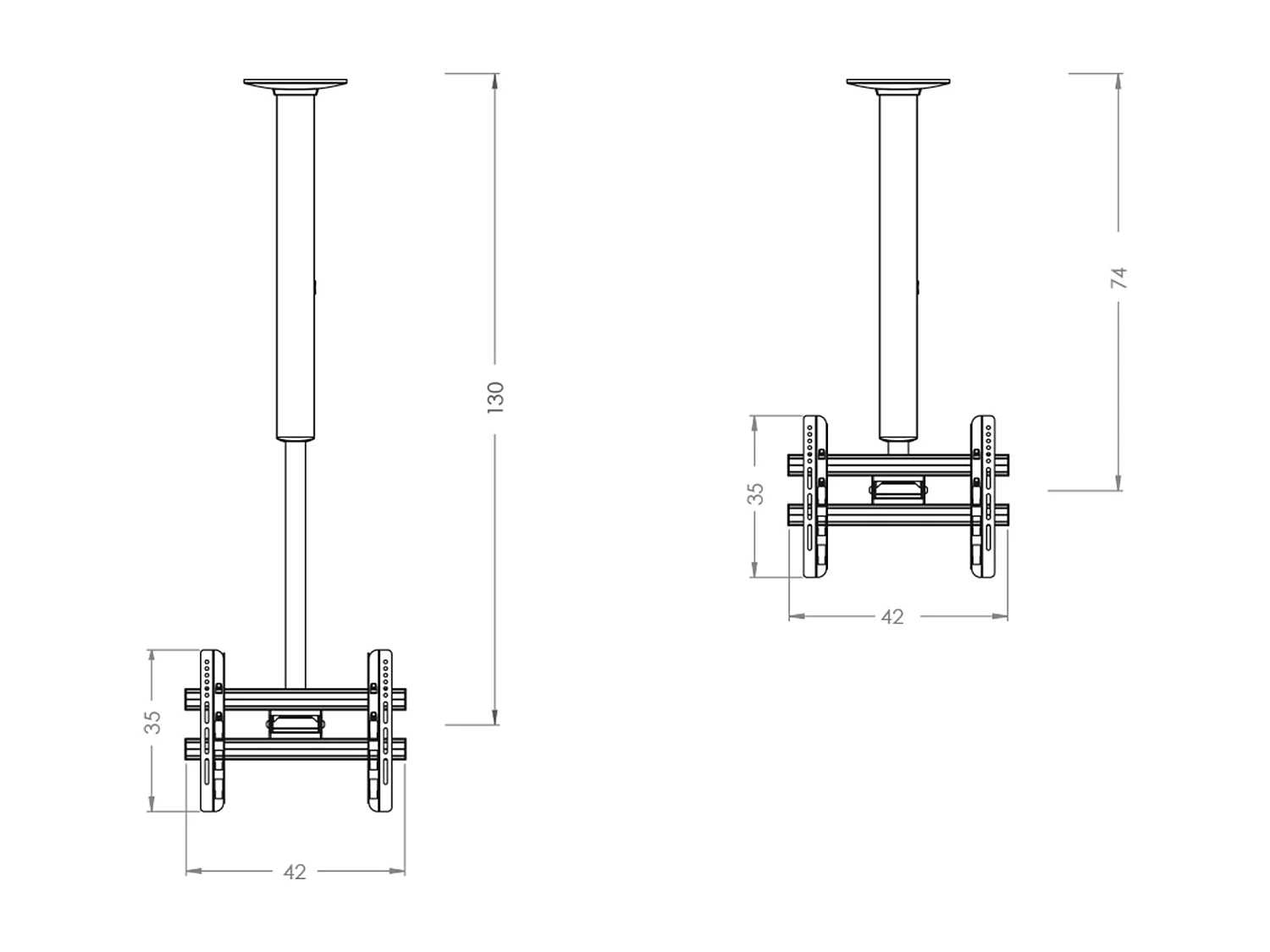 TV ceiling mount CM Silver H. 86 x W. 42 x D. 12 cm