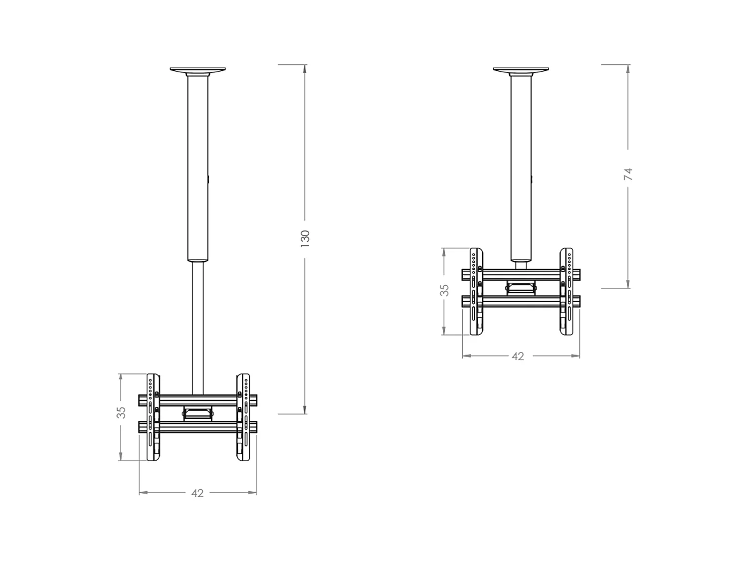 TV ceiling mount CM Silver H. 86 x W. 42 x D. 8 cm