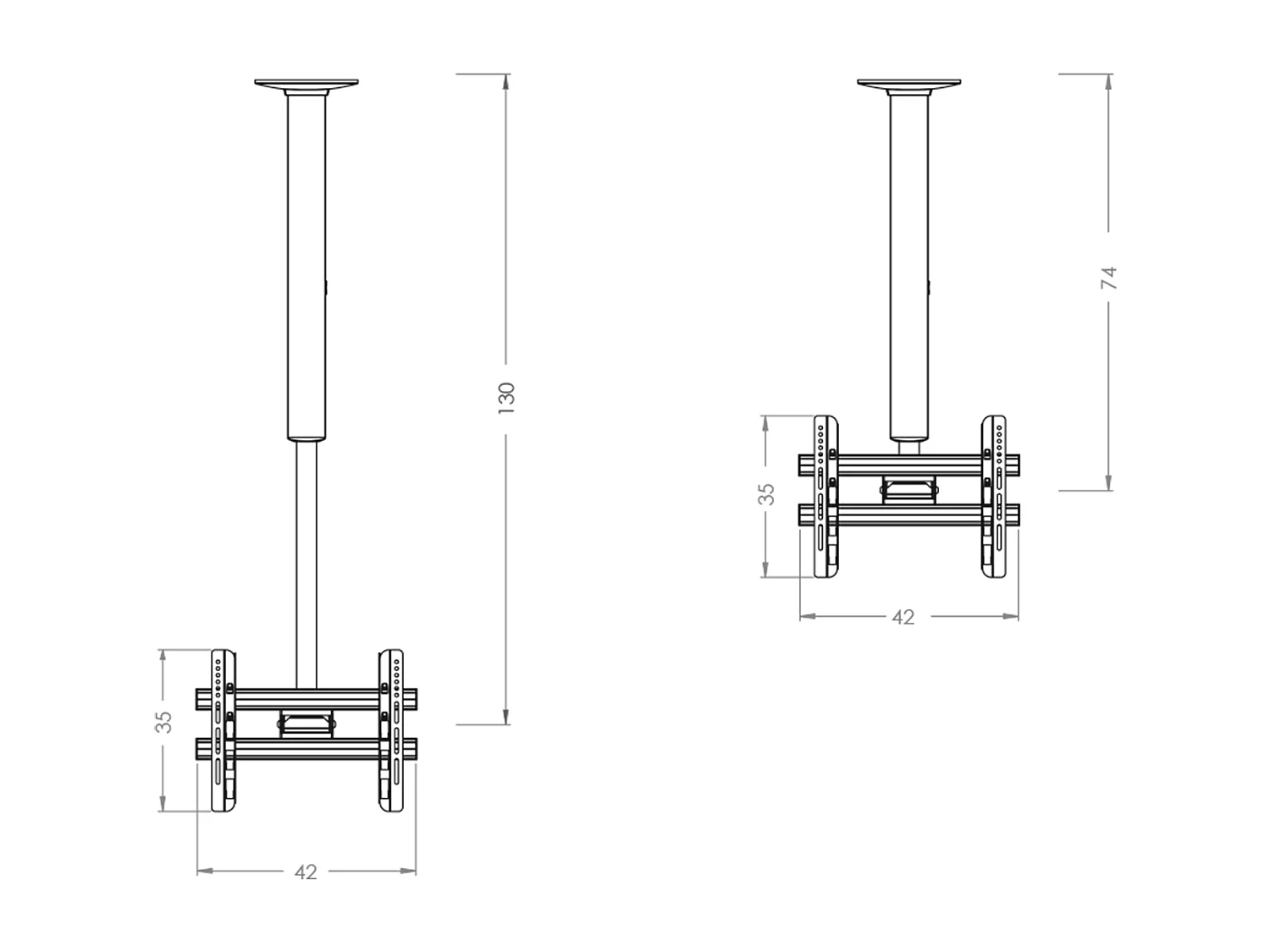 TV ceiling mount CM Silver H. 86 x W. 42 x D. 8 cm