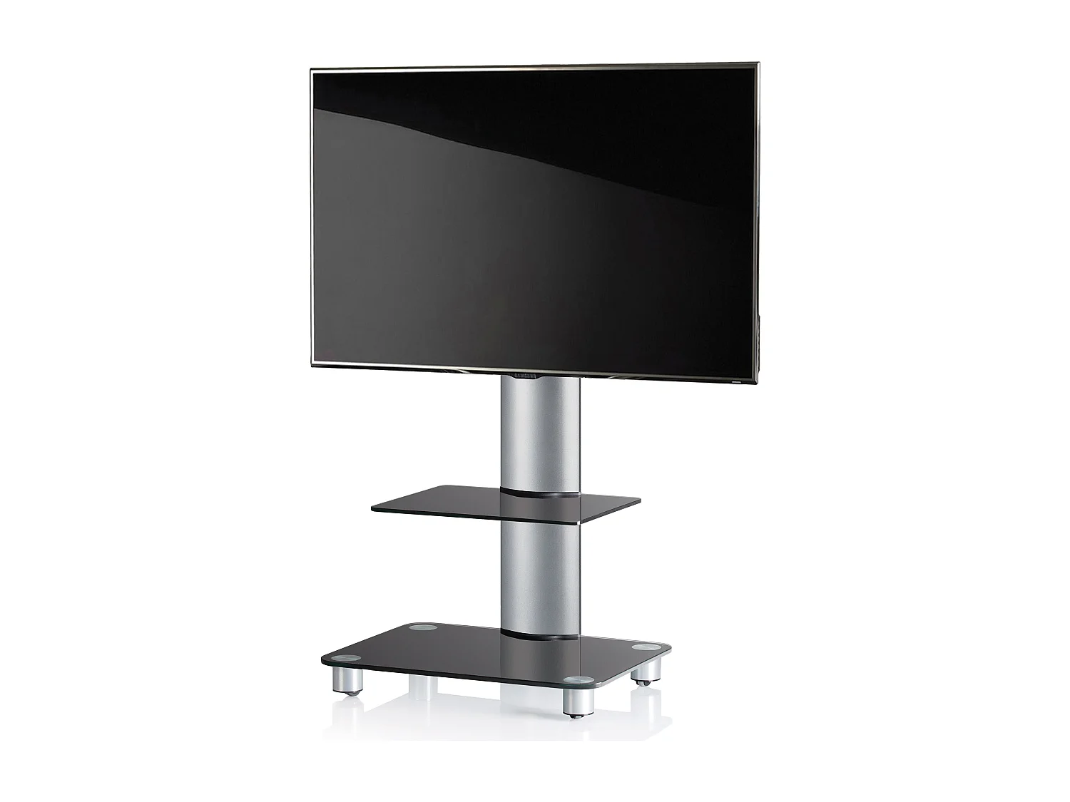 TV Standfuß Glas Fernseh Rollen Ständer Fuß Tosal