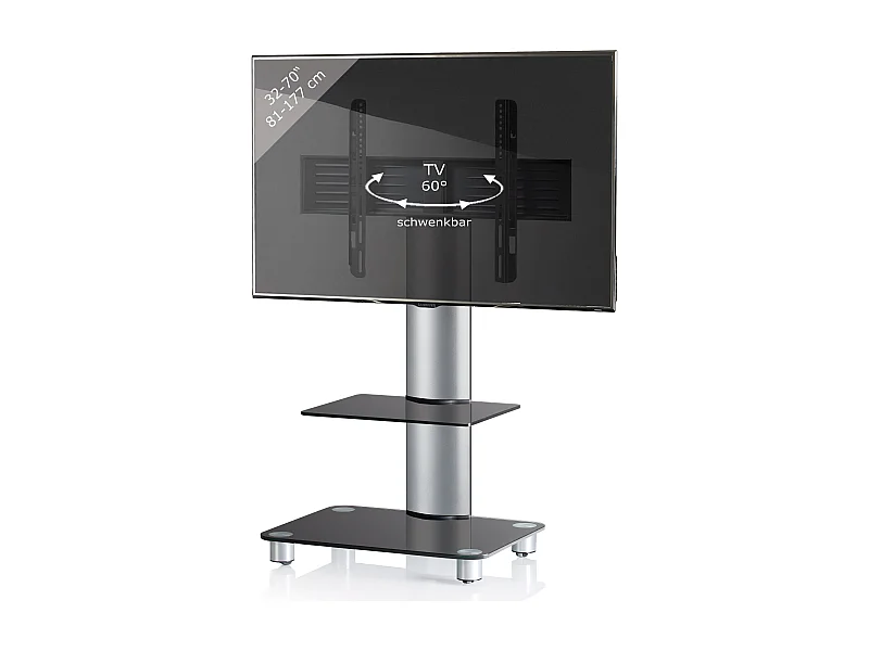TV stand feet Tosal Black glass H. 100 x W. 60 x D. x 44 cm