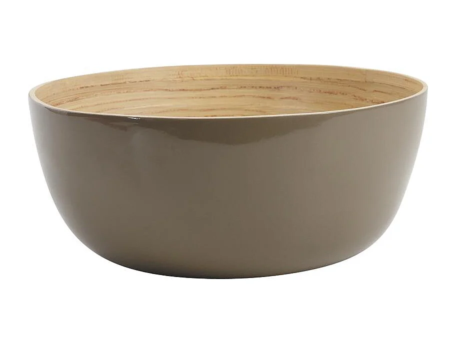Saladier en bambou laqué taupe Taupe Ø30