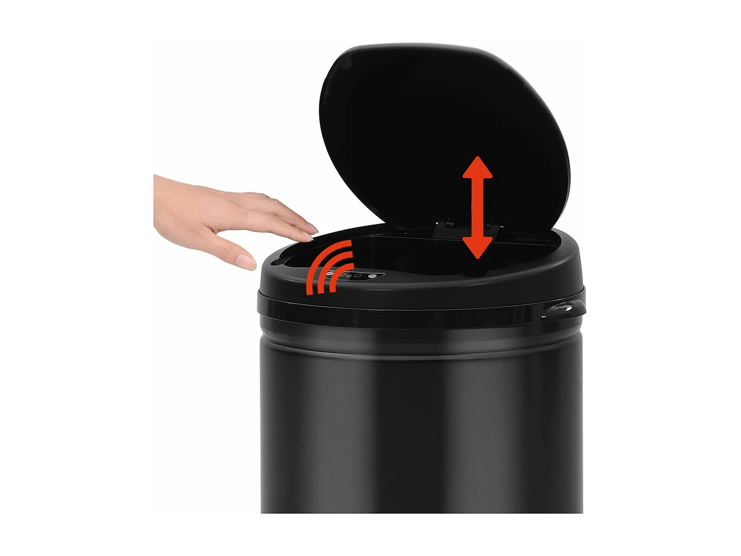 Lixeira com sensor automático 40 litros aço carbono preto 02_0006033