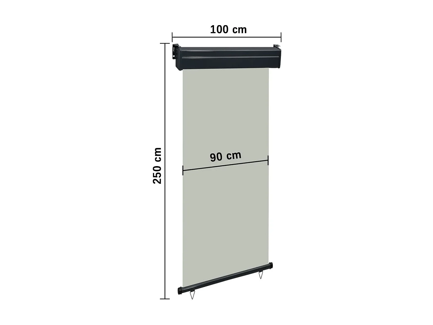 Toldo lateral da varanda 100 x 250 cm cinza 02_0007001