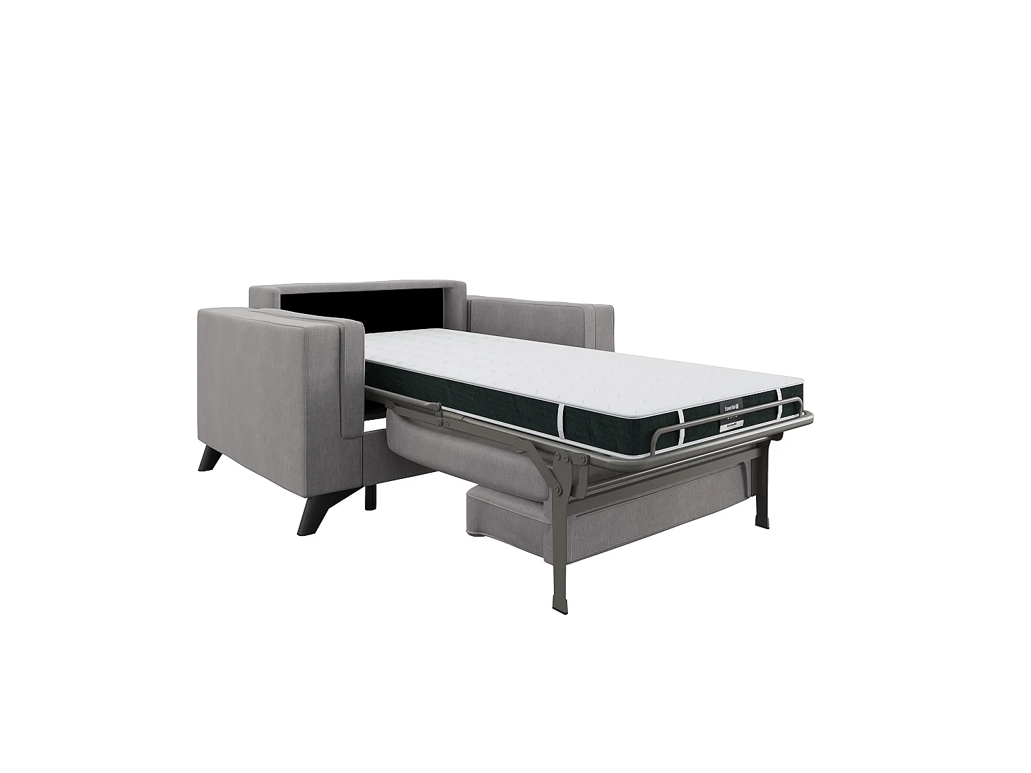 Love seat convertible matelas velours gris clair 80cm