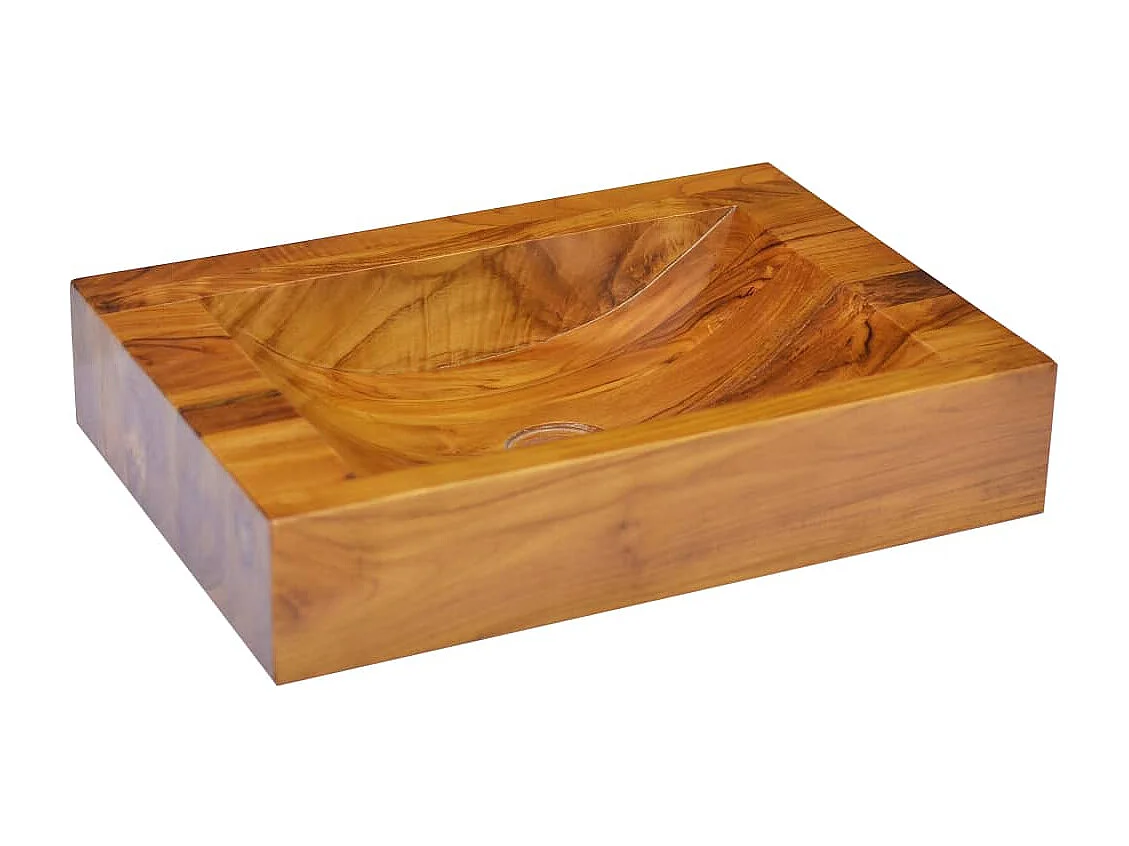 Lavabo da bagno lavabo da appoggio per WC lavabo da bagno lavabo per doccia interna lavabo da 50 x 35 x 10 cm in legno massello di teak 02_0002873
