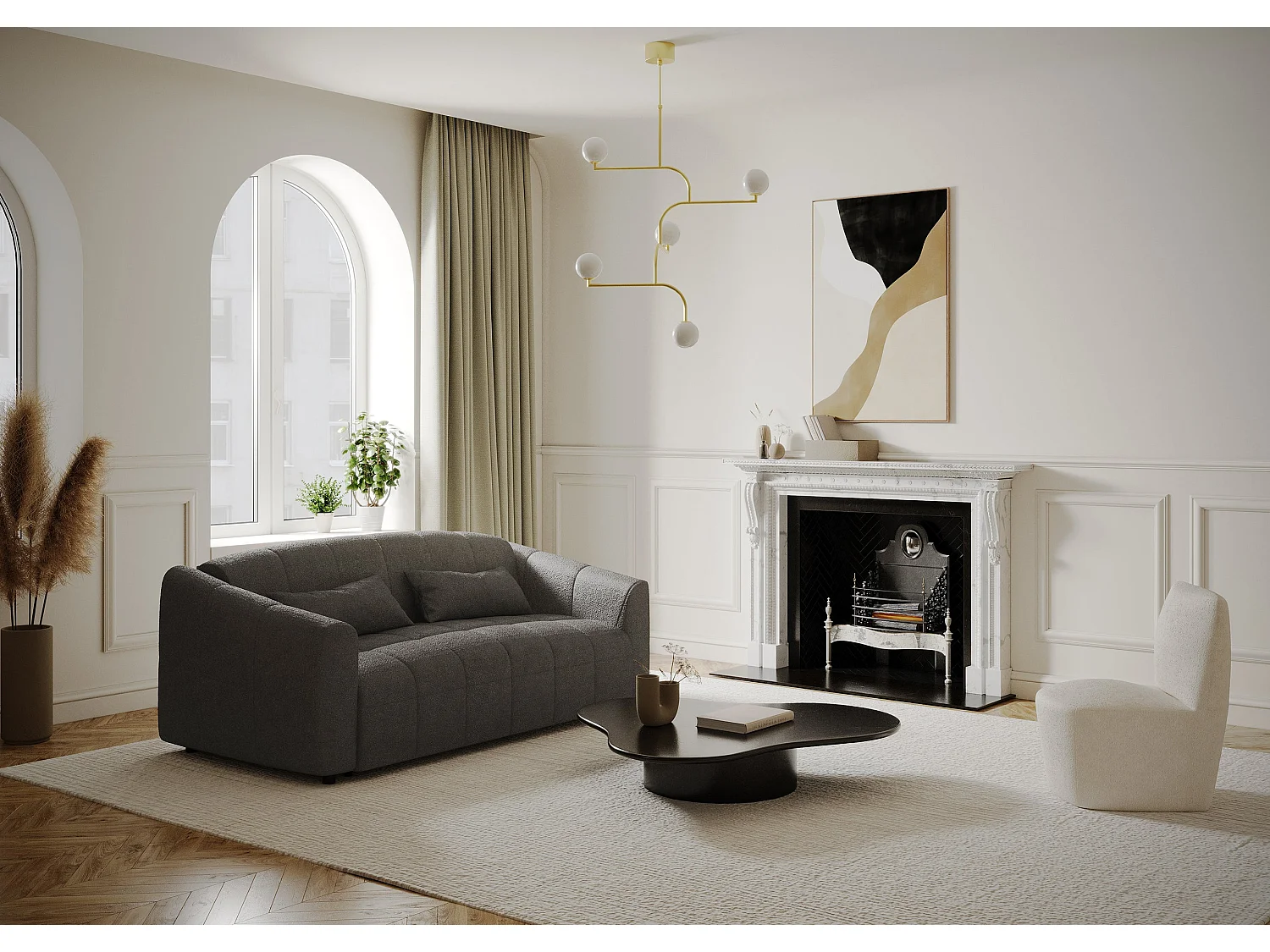 Canapé convertible express matelas bouclette gris graphite 140cm NORA