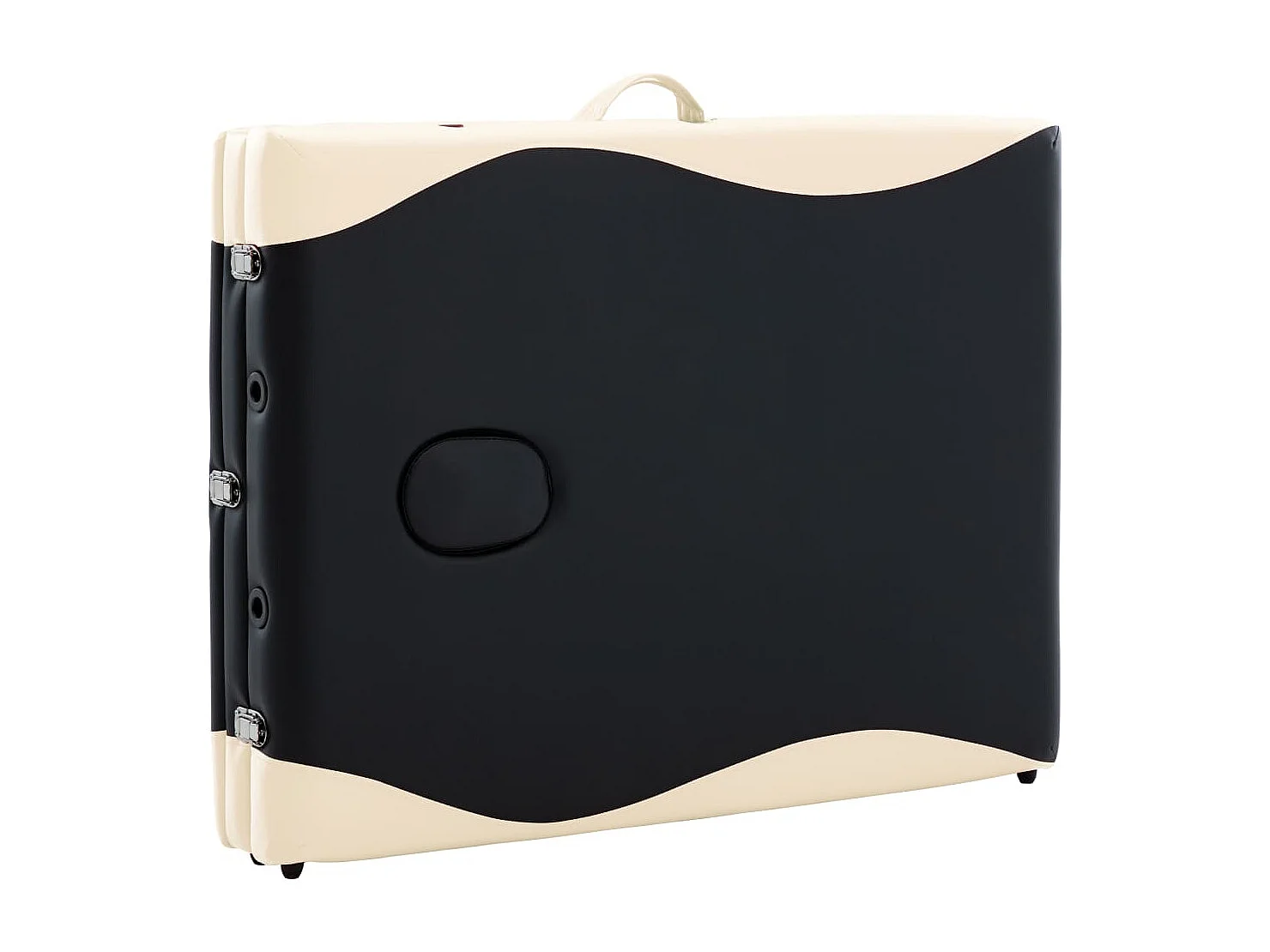 Camilla de masaje plegable 3 zonas madera negra y beige 02_0001832