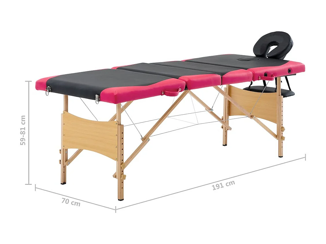Table de massage pliable bois marron 191 x 70 x 59 cm 02_0001858