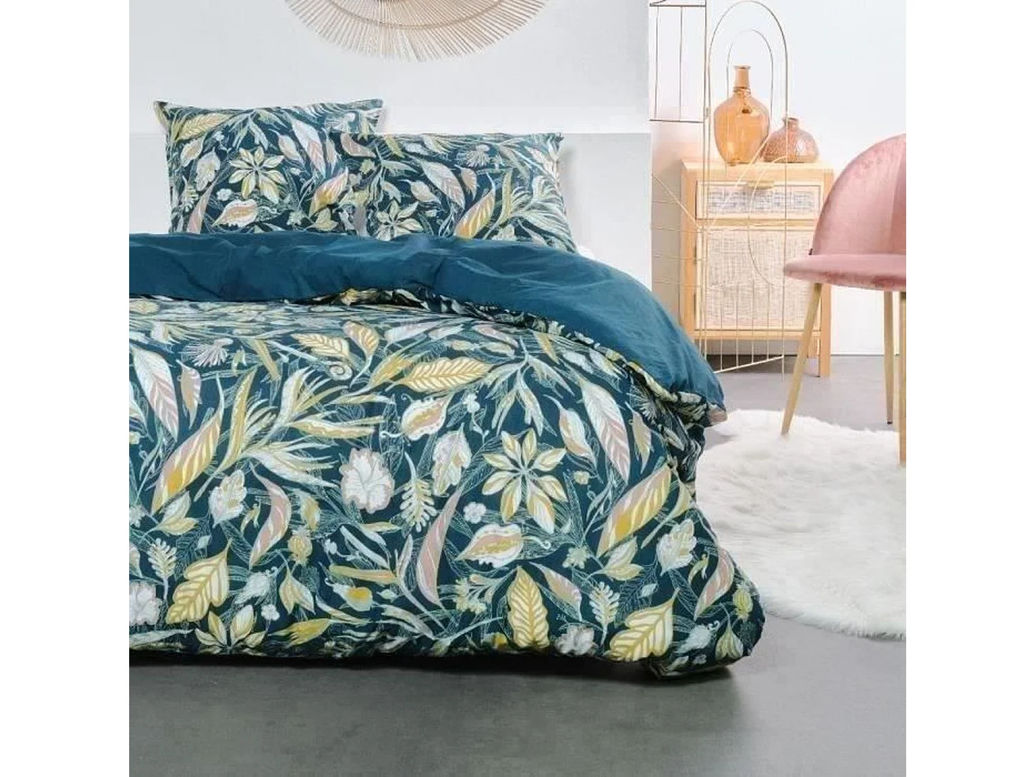 Completo letto 240 x 220 cm cotone con stampa floreale