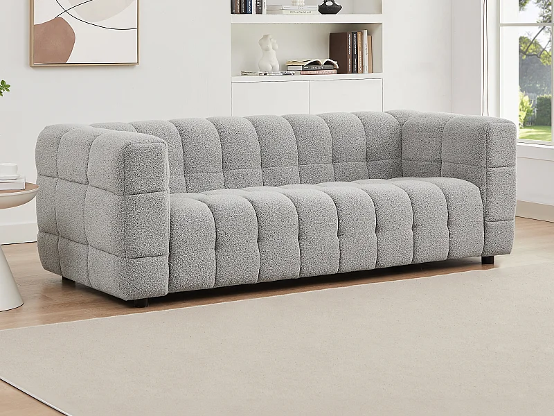 Sofa 3-Sitzer - Bouclé-Stoff - Hellgrau - LERICI von Pascal Morabito