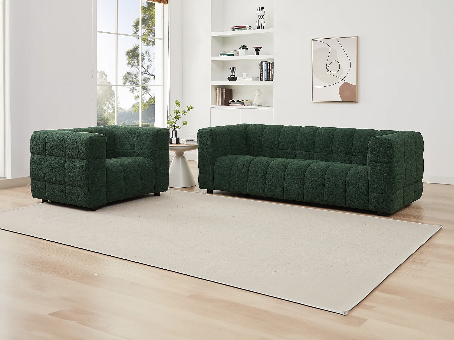 3-personers sofa i grønt bouclé stof LERICI fra Pascal Morabito