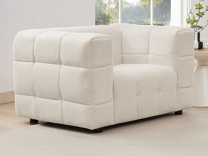 Sillón de tela rizada blanco marfil LERICI de Pascal Morabito