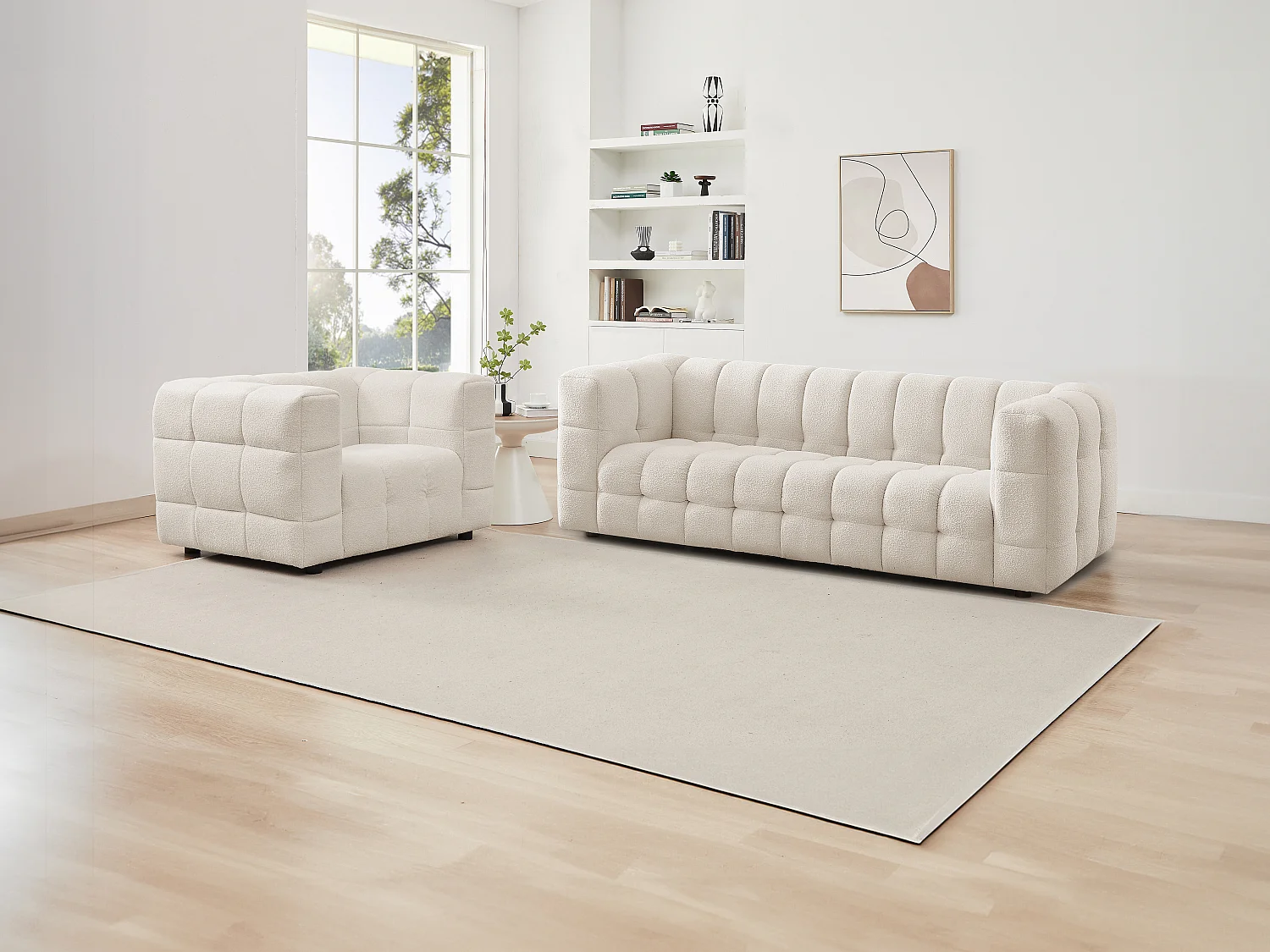 Fauteuil en tissu bouclette blanc ivoire LERICI de Pascal Morabito