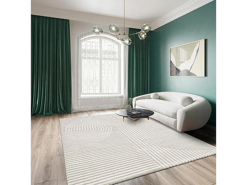 tapis couloir 80x300 tissé crème rectangle motif simple LYN9 B