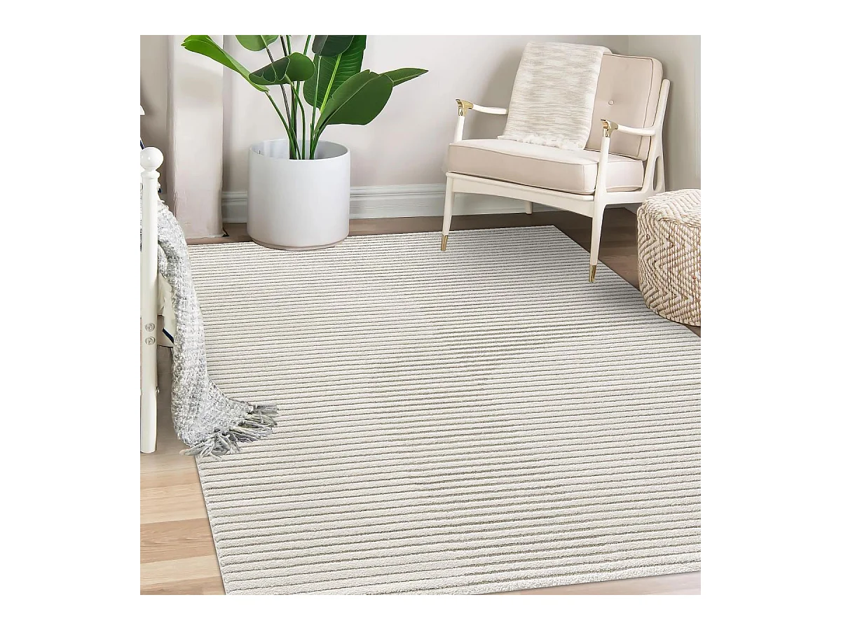 tapis bureau 240x340 tissé crème rectangle motif simple LYN9 C