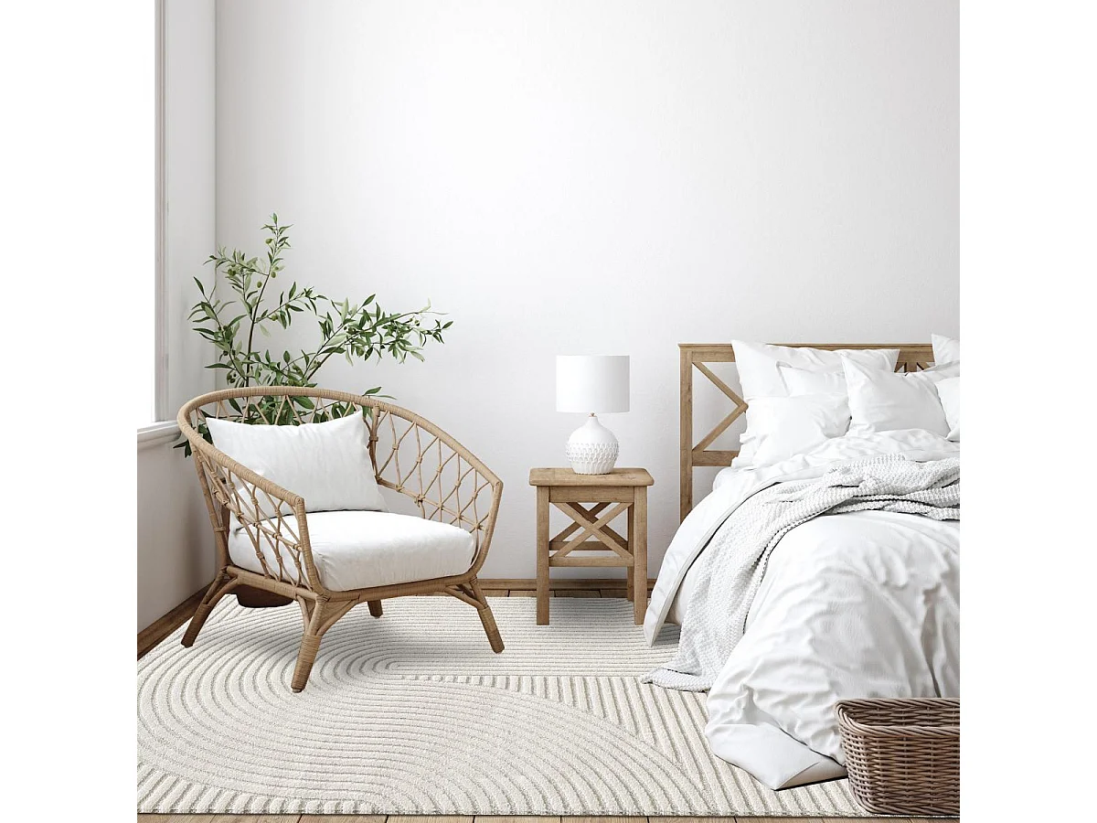 tapis salon 120x170 tissé crème rectangle motif simple LYN9 B