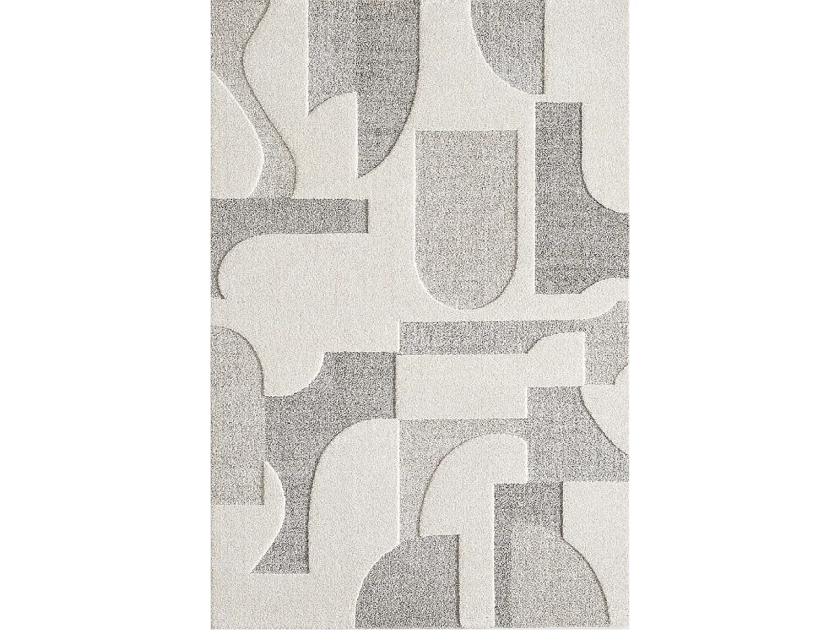 tapis entrée 80x150 tissé crème rectangle motif simple LYN9 CERGEO
