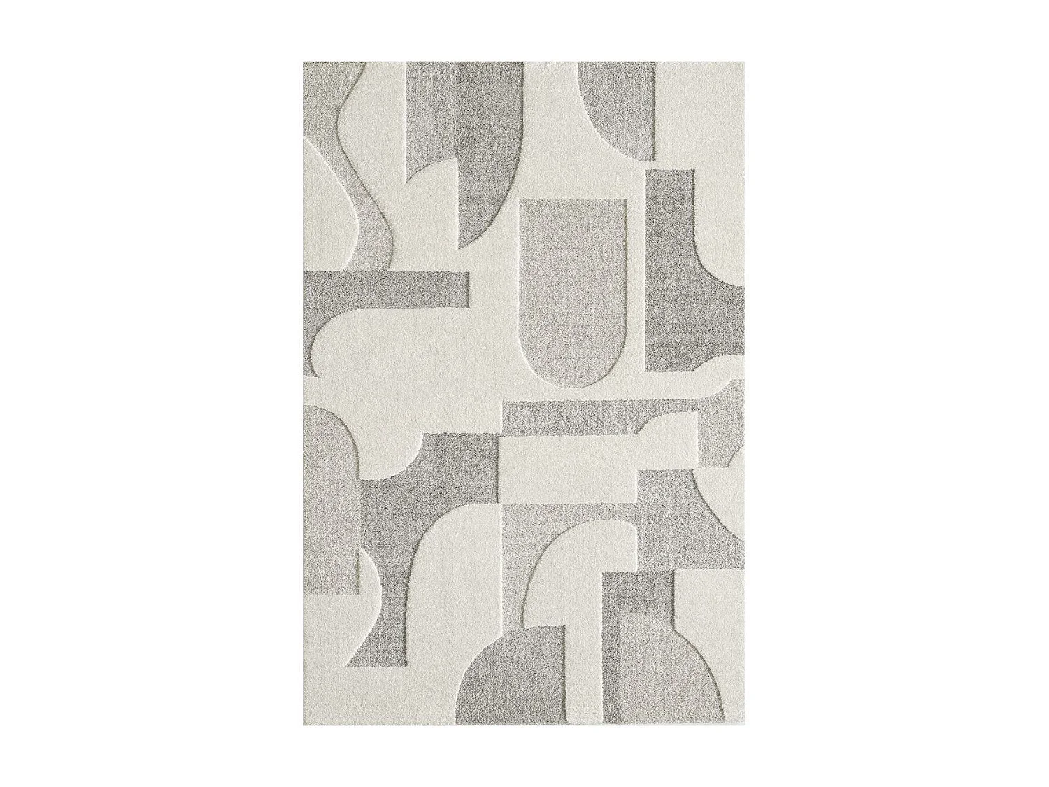 tapis salle à manger 140x200 tissé crème rectangle motif simple LYN9 CERGEO