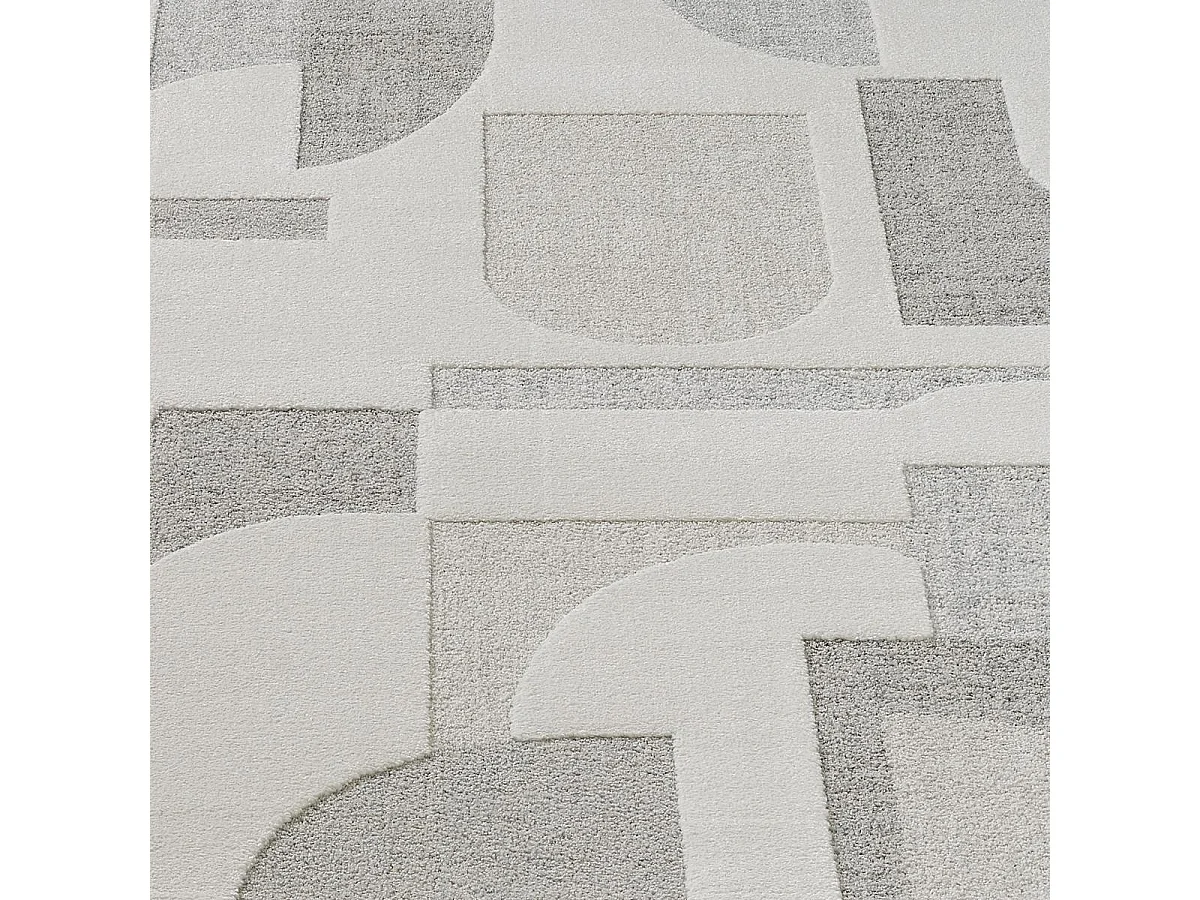 tapis salle à manger 140x200 tissé crème rectangle motif simple LYN9 CERGEO