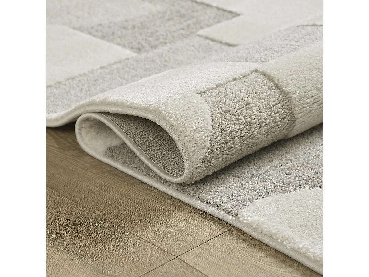 tapis chambre 120x170 tissé crème rectangle motif simple LYN9 CERGEO