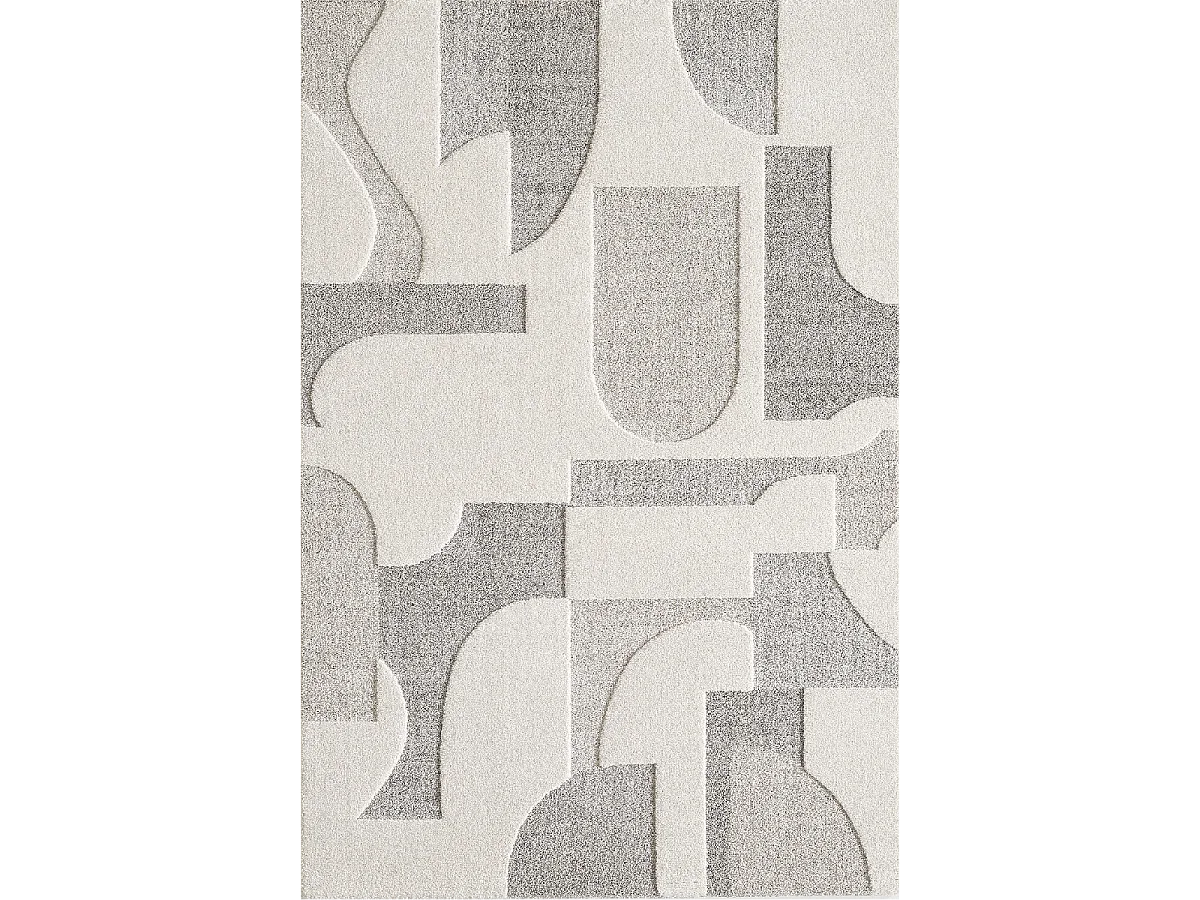 tapis chambre 120x170 tissé crème rectangle motif simple LYN9 CERGEO