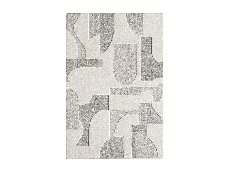 tapis chambre 120x170 tissé crème rectangle motif simple LYN9 CERGEO