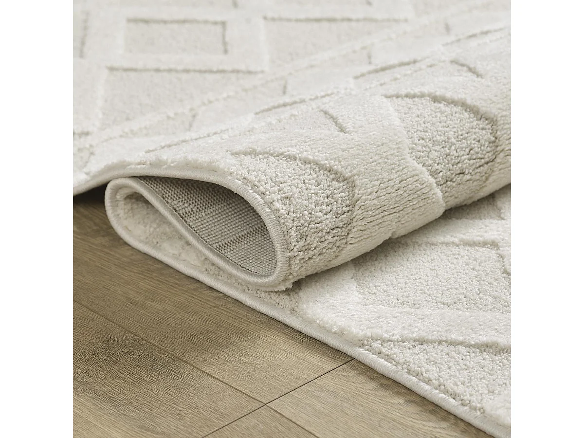 tapis chambre 120x170 tissé crème rectangle motif simple LYN9 CERLOS