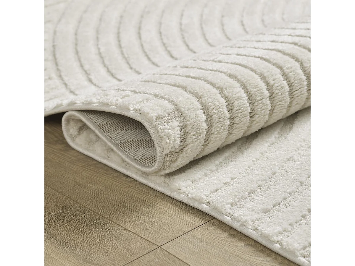 tapis bureau 140x200 tissé crème rectangle motif simple LYN9 B