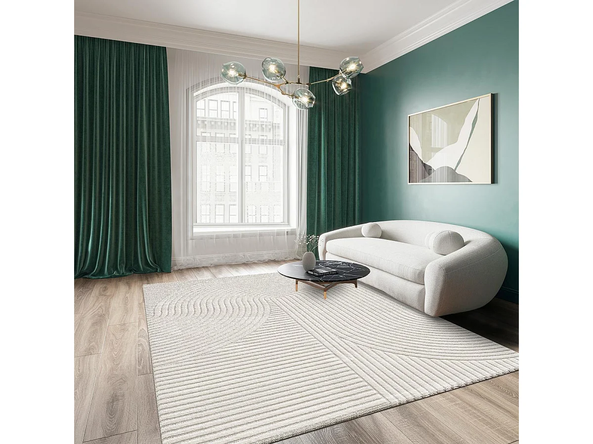 tapis bureau 140x200 tissé crème rectangle motif simple LYN9 B