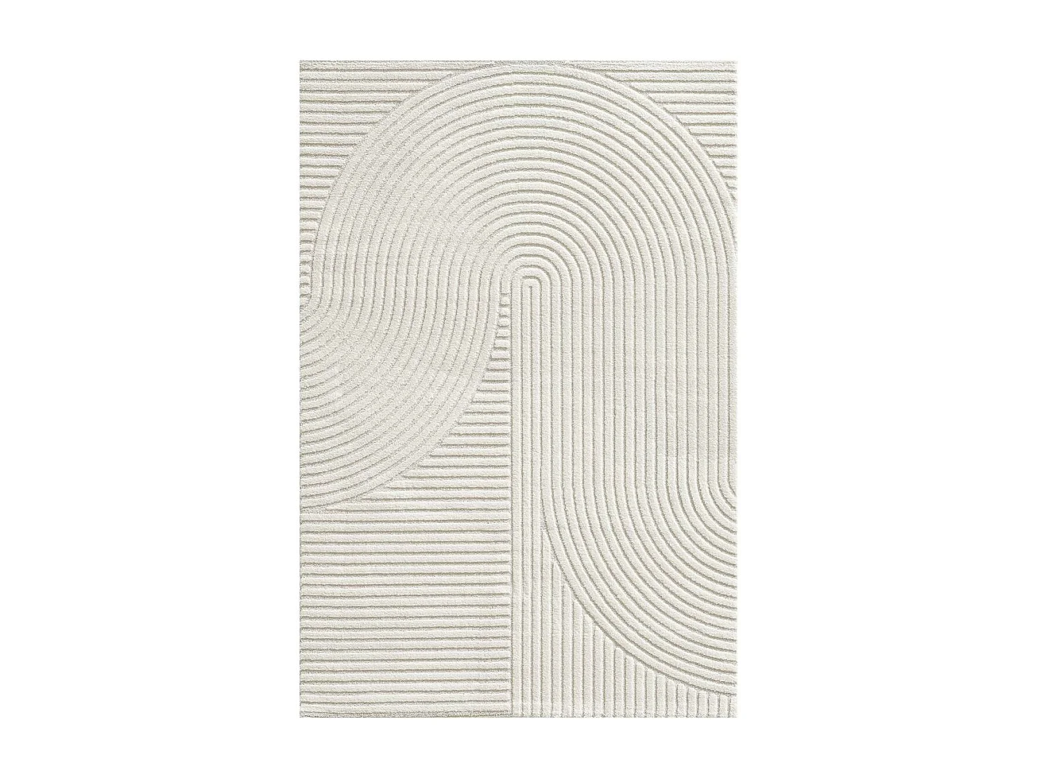 tapis salle à manger 200x290 tissé crème rectangle motif simple LYN9 B