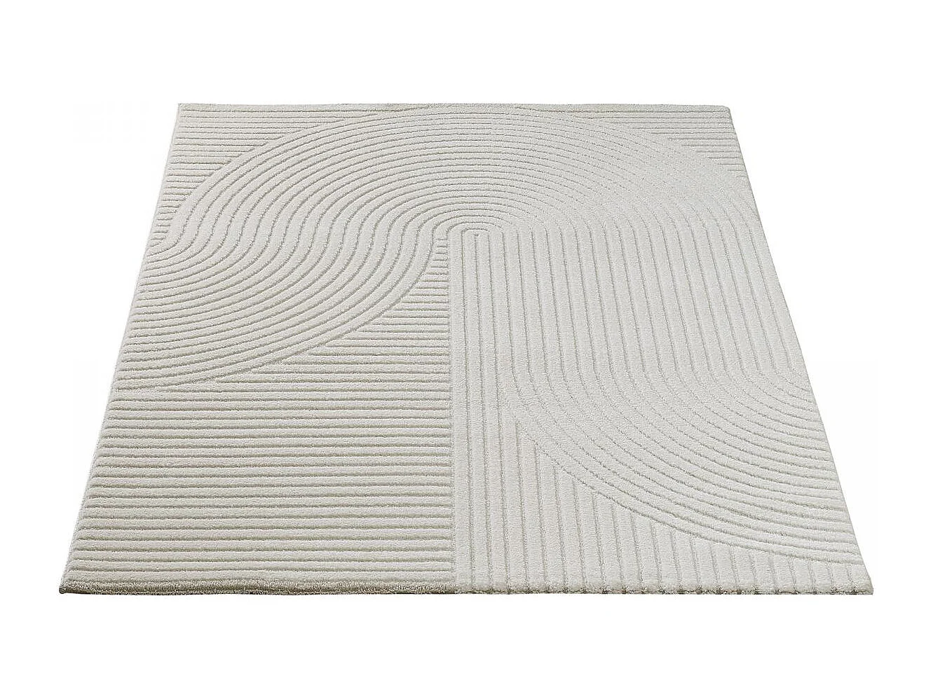 tapis salle à manger 200x290 tissé crème rectangle motif simple LYN9 B