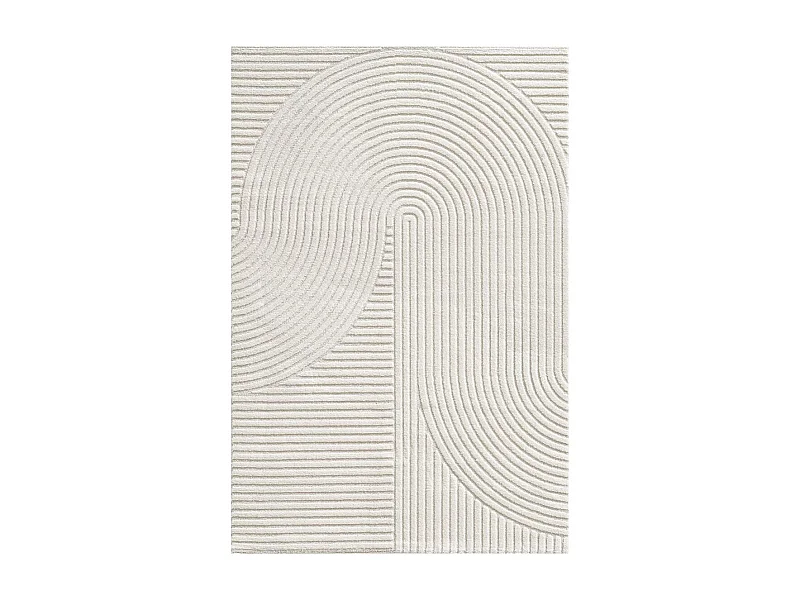 tapis salle à manger 200x290 tissé crème rectangle motif simple LYN9 B
