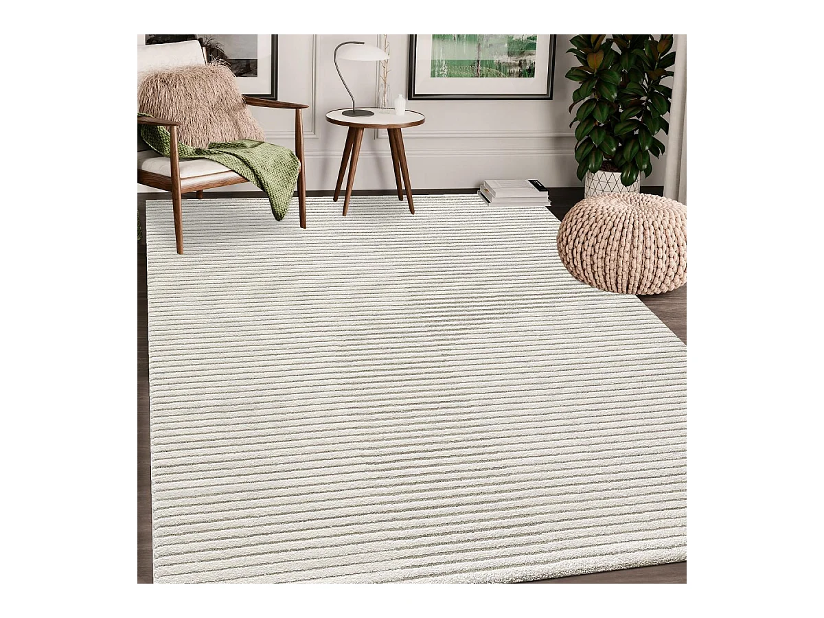tapis salon 160x230 tissé crème rectangle motif simple LYN9 C