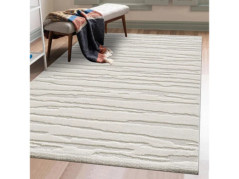 tapis bureau 240x340 tissé crème rectangle motif simple LYN9 CERVAG