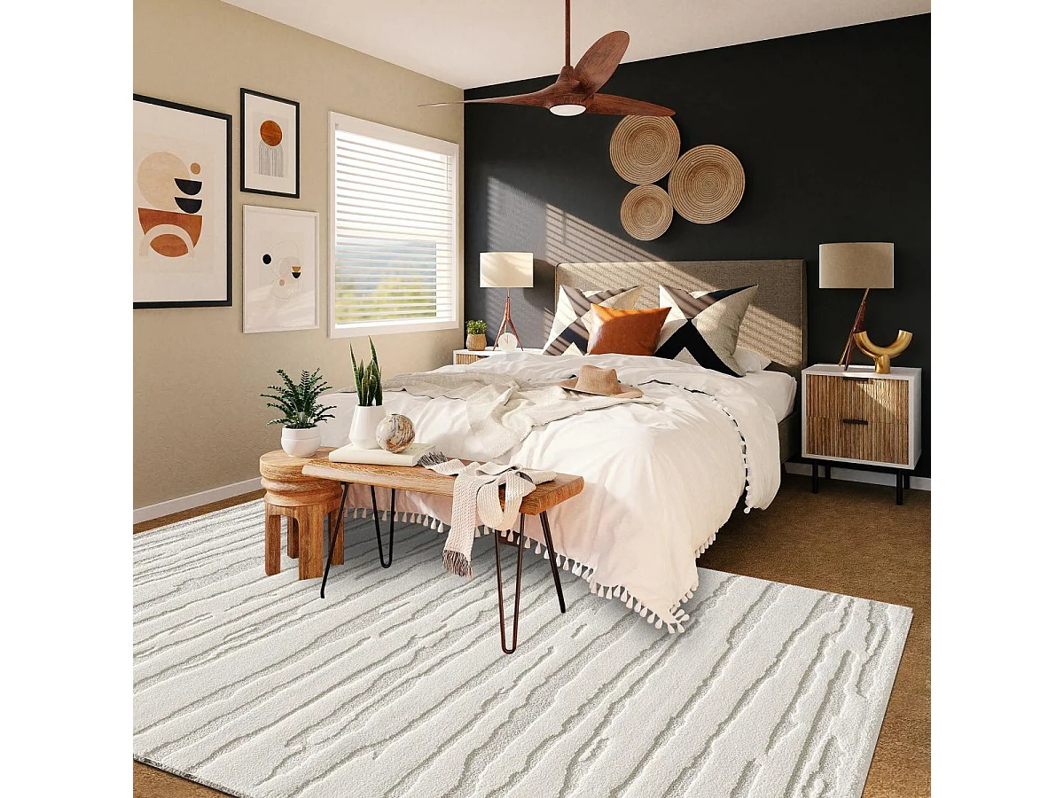 tapis bureau 240x340 tissé crème rectangle motif simple LYN9 CERVAG